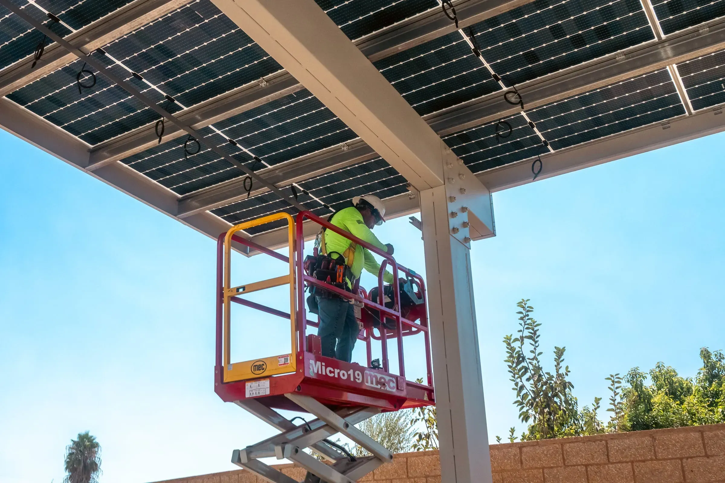 Option One Solar commercial parking lot solar carport installation